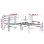Canapé de jardin 2 places repose-pied cire marron bois massif – Image 8