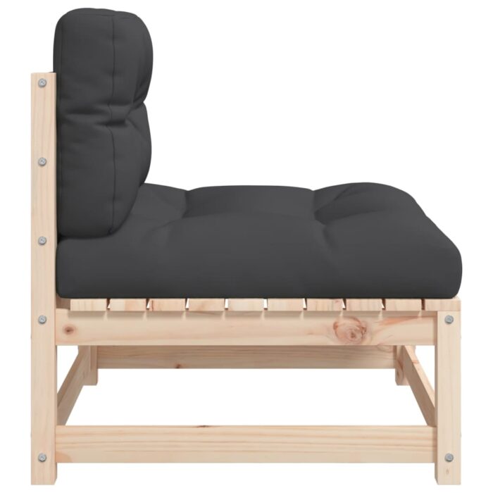 Canapé de jardin sans accoudoirs et coussins bois massif de pin – Image 4