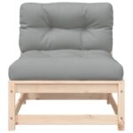 Canapé de jardin sans accoudoirs et coussins bois massif de pin – Image 3