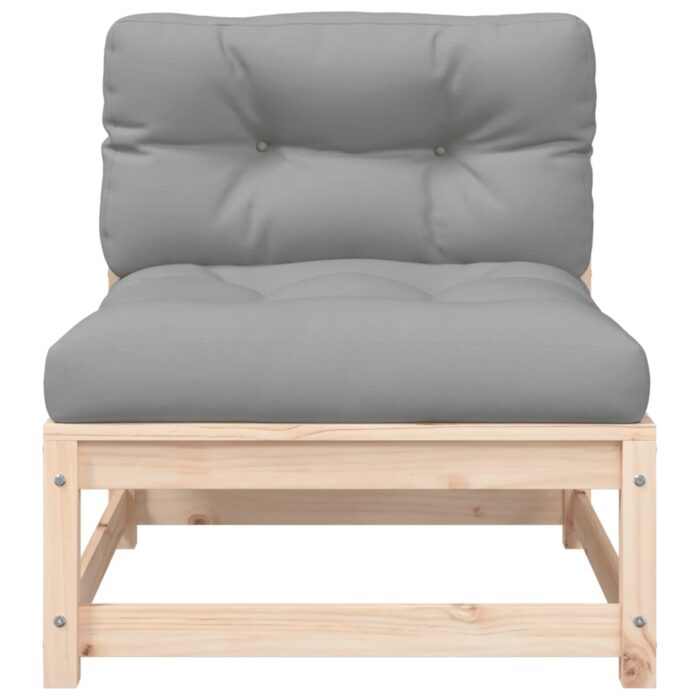 Canapé de jardin sans accoudoirs et coussins bois massif de pin – Image 3