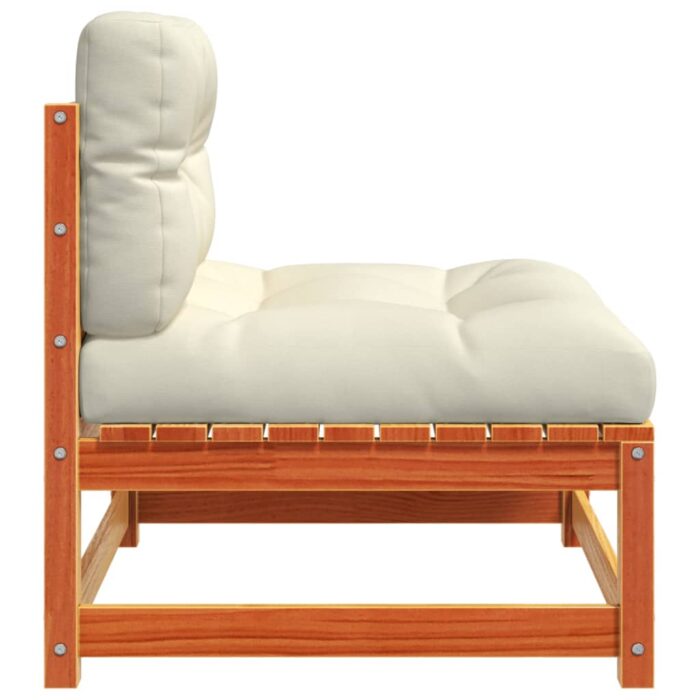 Canapé jardin sans accoudoirs coussins cire marron massif pin – Image 4