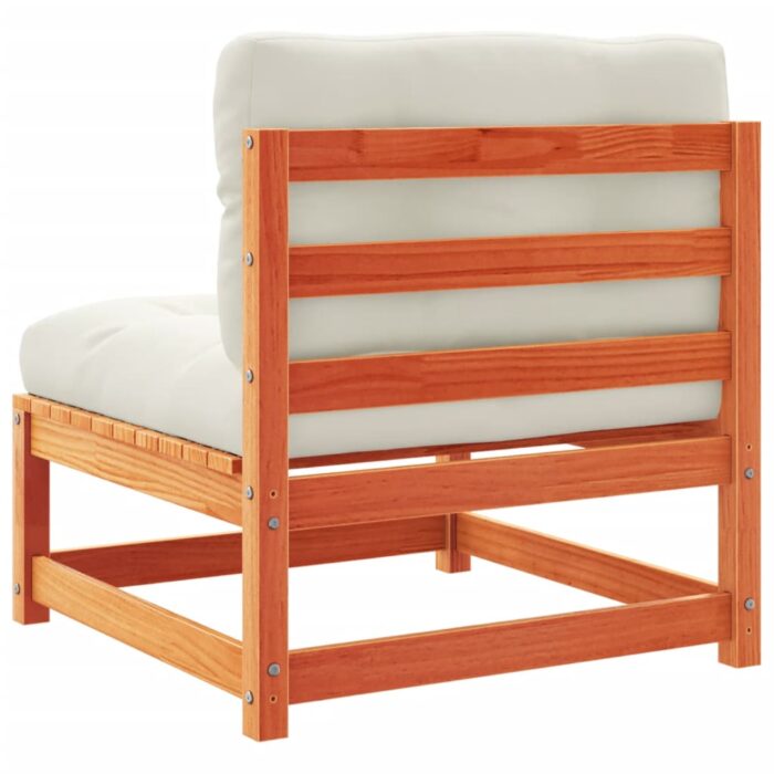 Canapé jardin sans accoudoirs coussins cire marron massif pin – Image 5