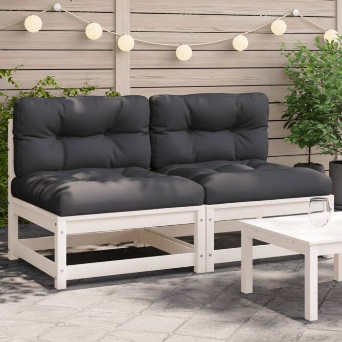 Canapés de jardin sans accoudoirs coussins 2pcs bois massif pin – Image 1