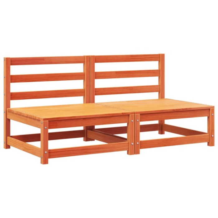 Canapés de jardin sans accoudoirs coussins 2pcs bois massif pin – Image 2