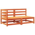 Canapé de jardin coussins 2 places cire marron bois pin massif – Image 2
