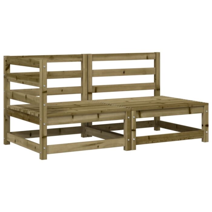 Canapé de jardin avec coussins 2 places bois de pin imprégné – Image 2
