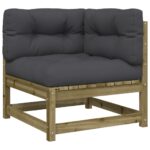 Canapé de jardin avec coussins 2 places bois de pin imprégné – Image 4