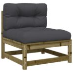 Canapé de jardin avec coussins 2 places bois de pin imprégné – Image 6