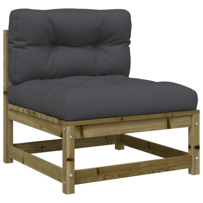 Canapé de jardin avec coussins 2 places bois de pin imprégné – Image 6