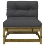 Canapé de jardin avec coussins 2 places bois de pin imprégné – Image 7