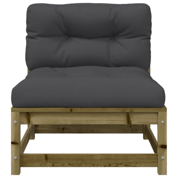 Canapé de jardin avec coussins 2 places bois de pin imprégné – Image 7
