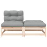 Canapé de jardin sans accoudoirs avec coussins et repose-pieds – Image 3