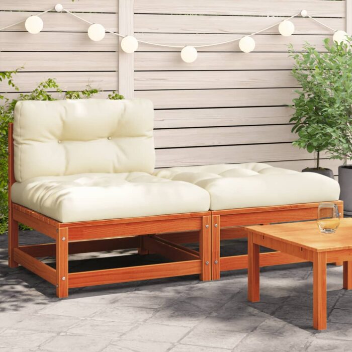 Canapé de jardin sans accoudoirs avec coussins et repose-pieds – Image 1