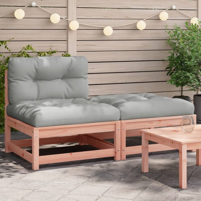 Canapé de jardin sans accoudoirs avec coussins et repose-pieds – Image 1