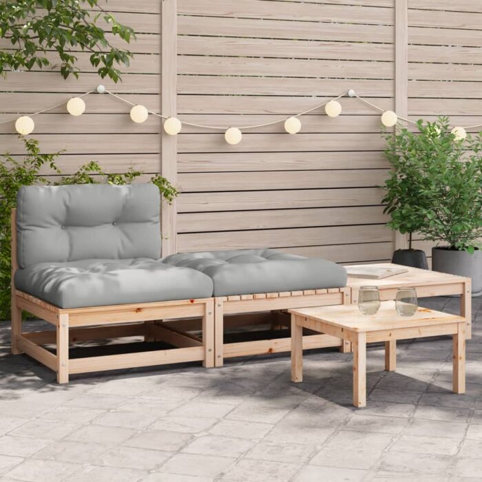 Canapé de jardin sans accoudoirs avec coussins et repose-pieds – Image 1