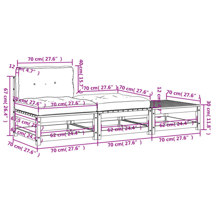 Canapé de jardin sans accoudoirs avec coussins et repose-pieds – Image 11