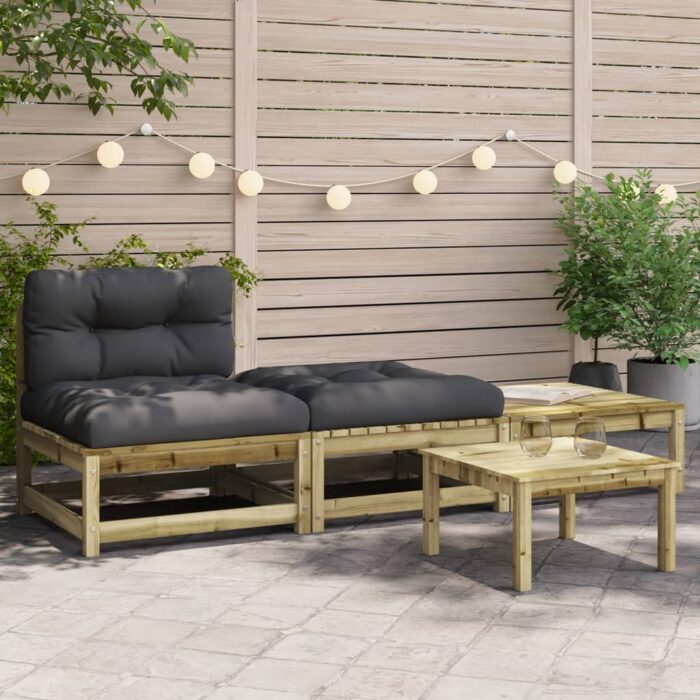 Canapé de jardin sans accoudoirs avec coussins et repose-pieds – Image 1