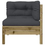 Canapé d'angle de jardin avec coussins bois de pin imprégné – Image 5
