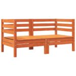 Canapé d'angle de jardin coussins 2 pcs cire marron pin massif – Image 2