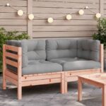 Canapé d'angle de jardin avec coussins 2pcs bois massif douglas