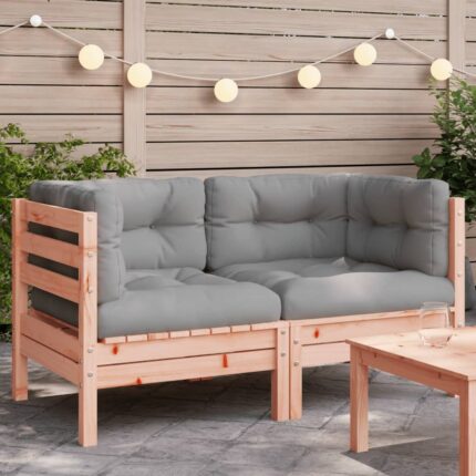 Canapé d'angle de jardin avec coussins 2pcs bois massif douglas
