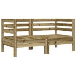 Canapé d'angle de jardin avec coussins 2 pcs bois pin imprégné – Image 2