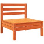 Canapé jardin sans accoudoirs coussins cire marron massif pin – Image 2