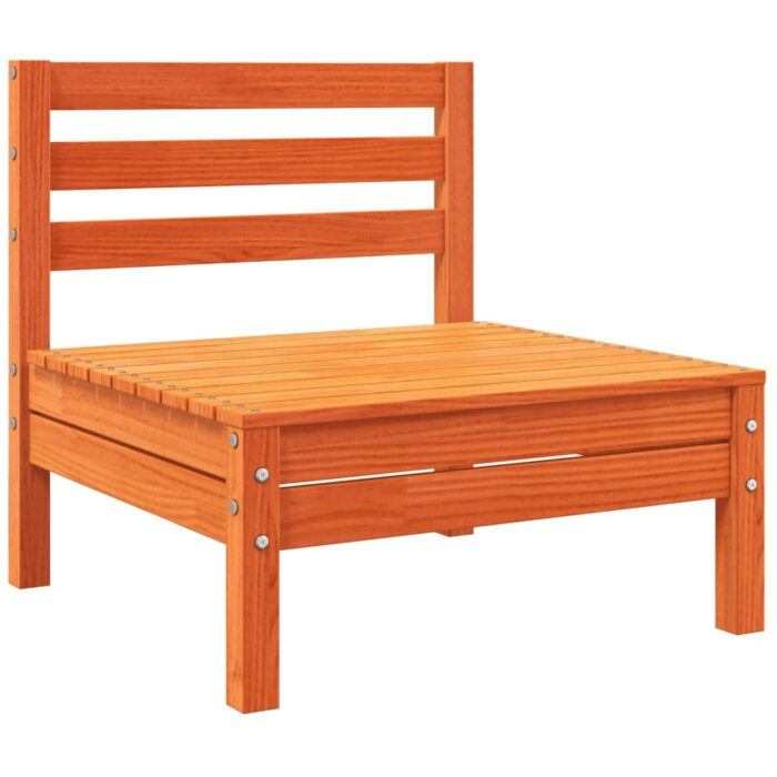 Canapé jardin sans accoudoirs coussins cire marron massif pin – Image 2