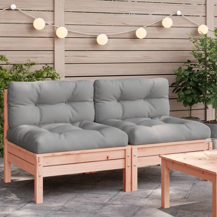 Canapé de jardin sans accoudoirs et coussins 2 pcs bois douglas – Image 1