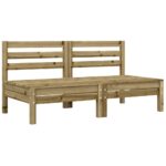 Canapé de jardin sans accoudoirs et coussins 2 pcs pin imprégné – Image 2