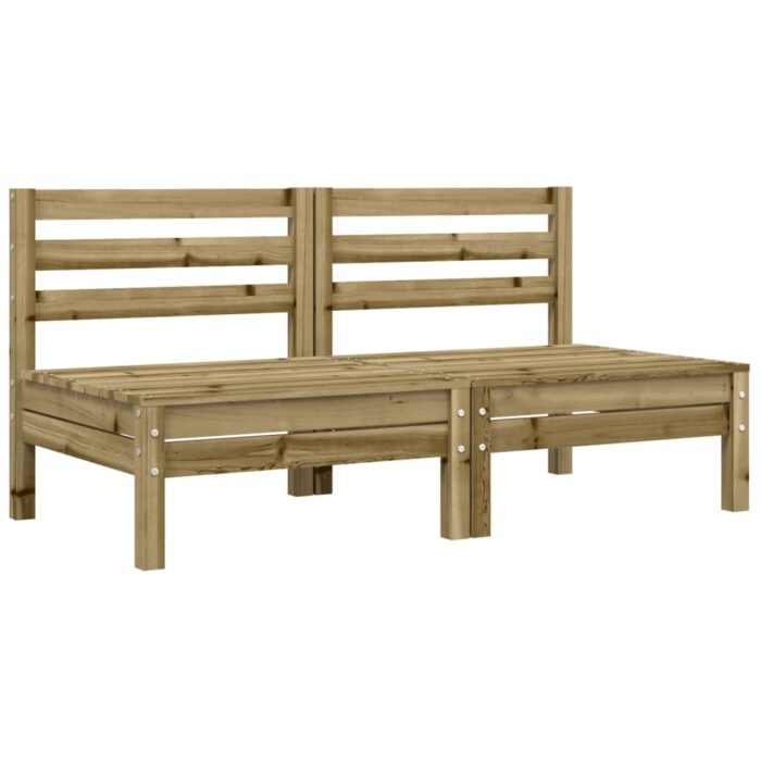 Canapé de jardin sans accoudoirs et coussins 2 pcs pin imprégné – Image 2