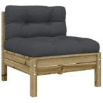 Canapé de jardin sans accoudoirs et coussins 2 pcs pin imprégné – Image 3