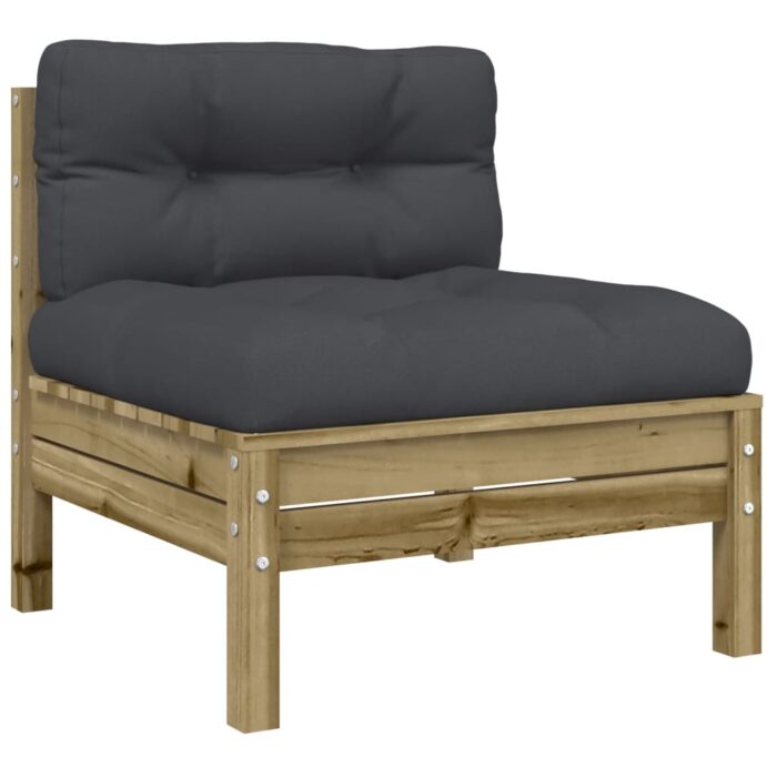 Canapé de jardin sans accoudoirs et coussins 2 pcs pin imprégné – Image 3