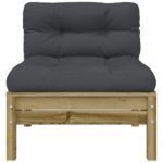 Canapé de jardin sans accoudoirs et coussins 2 pcs pin imprégné – Image 4