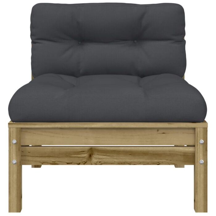 Canapé de jardin sans accoudoirs et coussins 2 pcs pin imprégné – Image 4