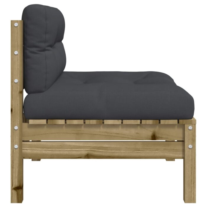 Canapé de jardin sans accoudoirs et coussins 2 pcs pin imprégné – Image 5