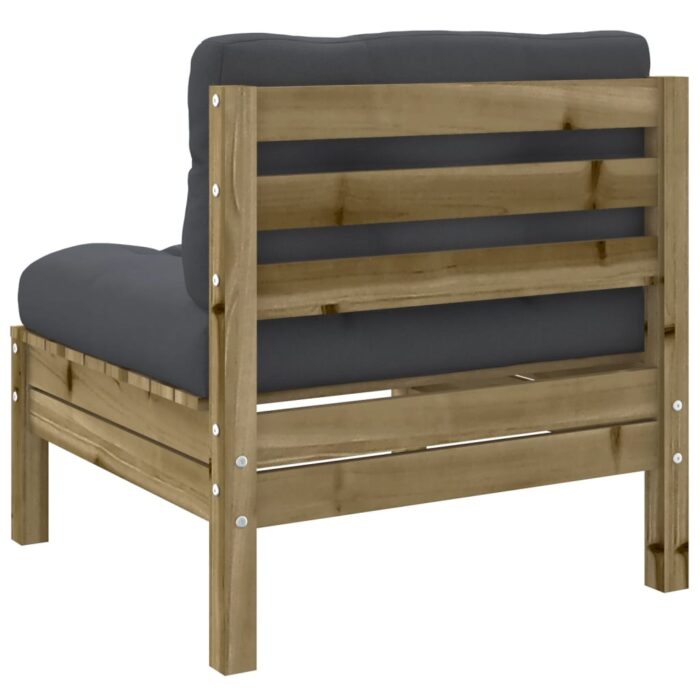 Canapé de jardin sans accoudoirs et coussins 2 pcs pin imprégné – Image 6