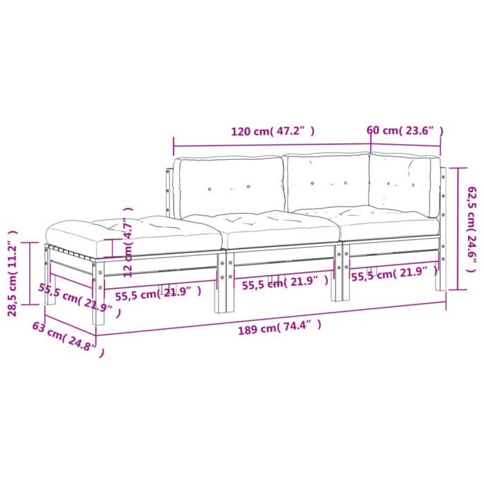 Canapé de jardin avec coussins et repose-pied 2 places – Image 11