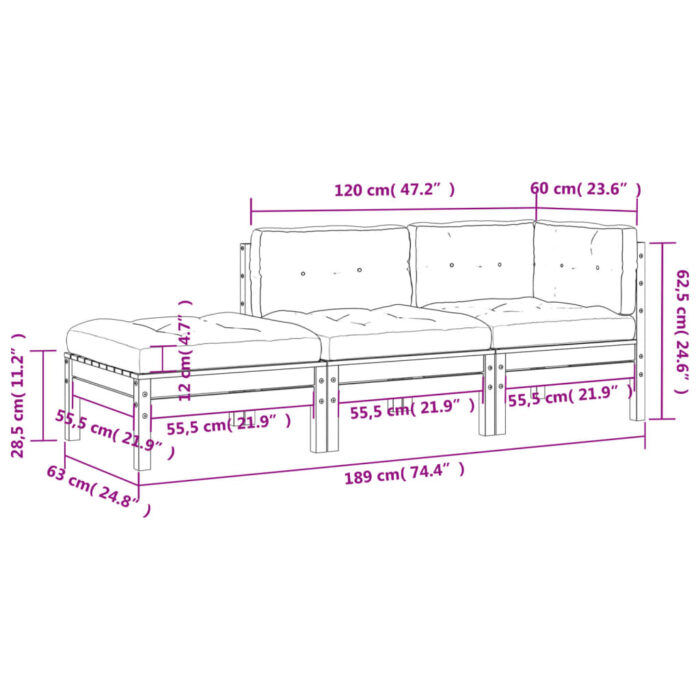 Canapé de jardin avec coussins et repose-pied 2 places – Image 11