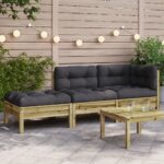 Canapé de jardin avec coussins et repose-pied 2 places