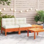 Canapé de jardin avec coussins et repose-pied 2 places