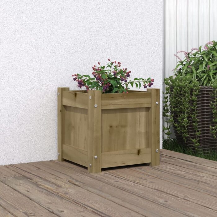 Jardinière 31x31x31 cm bois de pin imprégné – Image 1