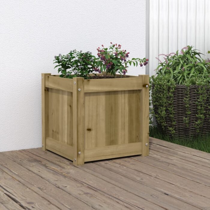 Jardinière 40x40x40 cm bois de pin imprégné – Image 1