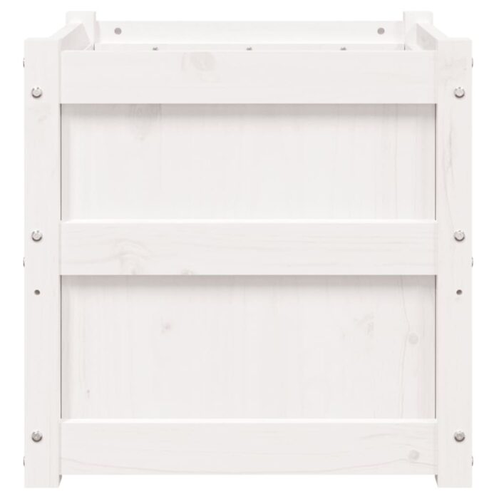 Jardinière blanc 50x50x50 cm bois de pin massif – Image 4