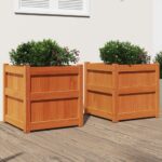 Jardinières 2 pcs cire marron bois de pin massif