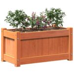 Jardinière cire marron 60x31x31 cm bois de pin massif – Image 2