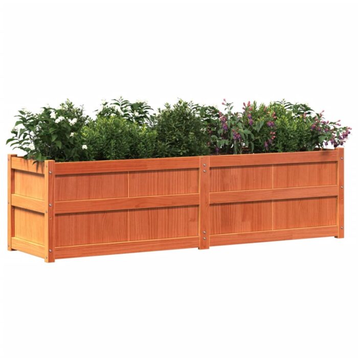 Jardinière cire marron 180x50x50 cm bois de pin massif – Image 2