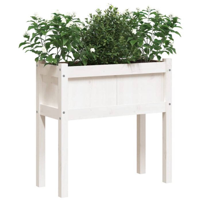 Jardinières avec pieds blanc 70x31x70 cm bois de pin massif – Image 2