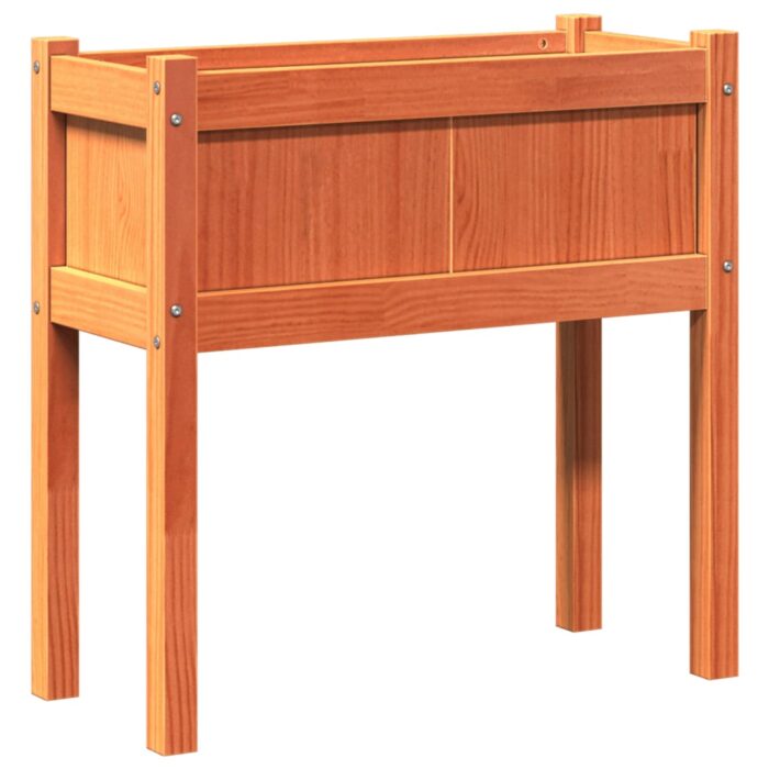 Jardinières 2 pcs avec pieds cire marron bois de pin massif – Image 3