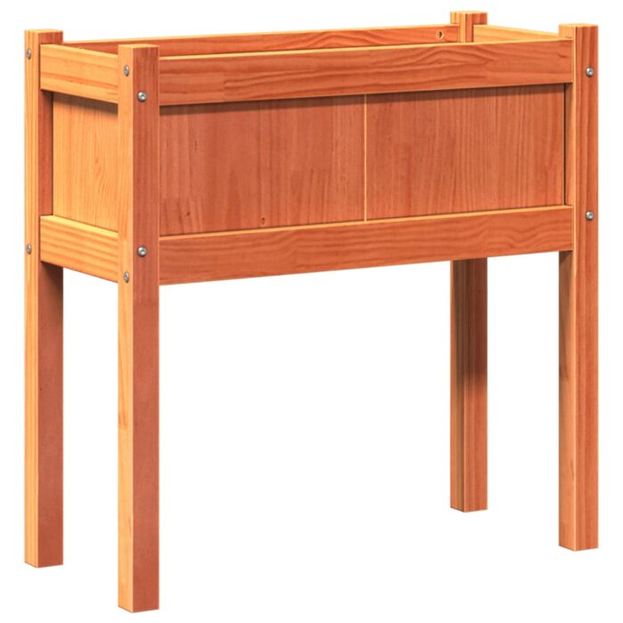 Jardinières 2 pcs avec pieds cire marron bois de pin massif – Image 6